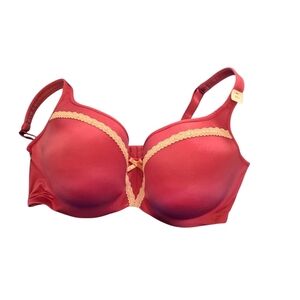 Deesse Elegant Dark Pink Lace Trim Bra Size 38H